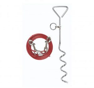Tøjrpæl med wire til hund på max. 30 kg.