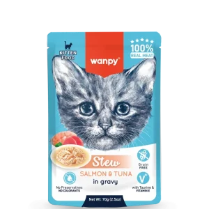 Wanpy Cat Kitten Stew Salmon & Tuna in Gravy 70g